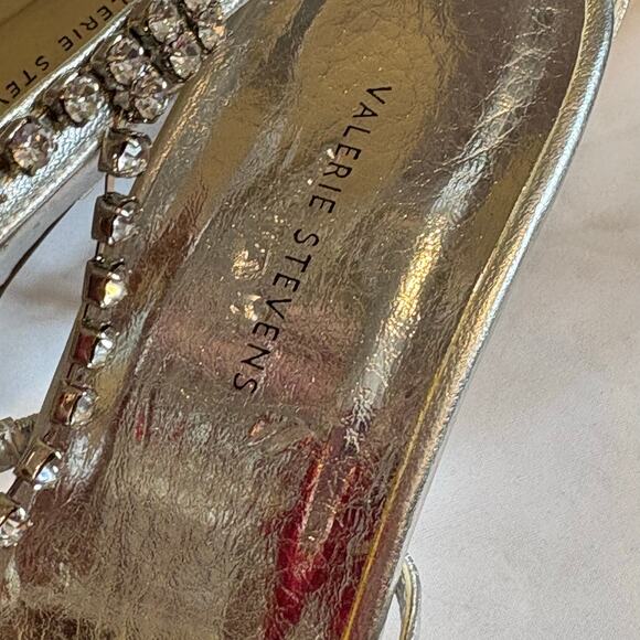 Valerie Stevens Silver Strappy Heel Rhinestone Embellishment 6.5 - Picture 8 of 8